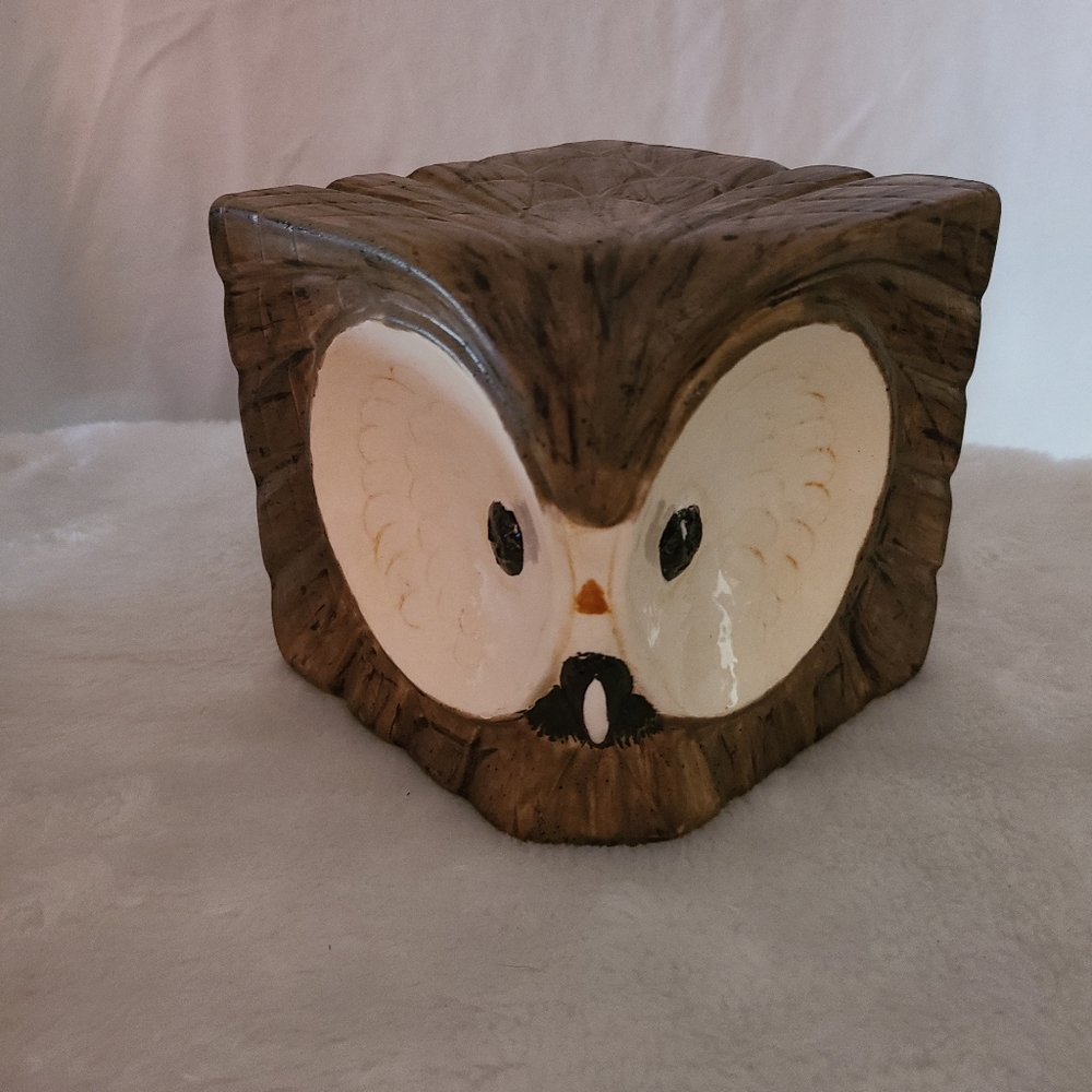 Vintage Ceramic Owl Bookend? square cube decor